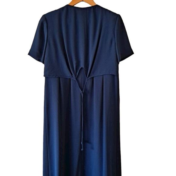 Liz Claiborne Vintage Dark Teal Polyester Pleated Midi Dress | Size 6 - Picture 2 of 11